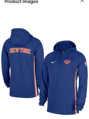 Boys Nike New York Knicks Blue Pullover Hoodie with Orange Trim Large
